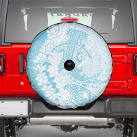 Polynesian Turquoise Plumeria Lei Spare Tire Cover with Hammerhead Shark