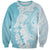 Polynesian Turquoise Plumeria Lei Sweatshirt with Hammerhead Shark