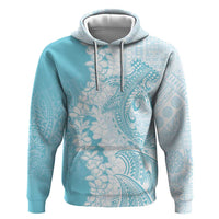 Polynesian Turquoise Plumeria Lei Zip Hoodie with Hammerhead Shark LT7 Pullover Hoodie Turquoise - Polynesian Pride