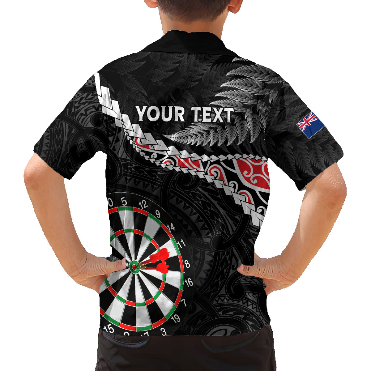 Personalised New Zealand Darts Family Matching Puletasi and Hawaiian Shirt Maori Manaia LT7 - Polynesian Pride
