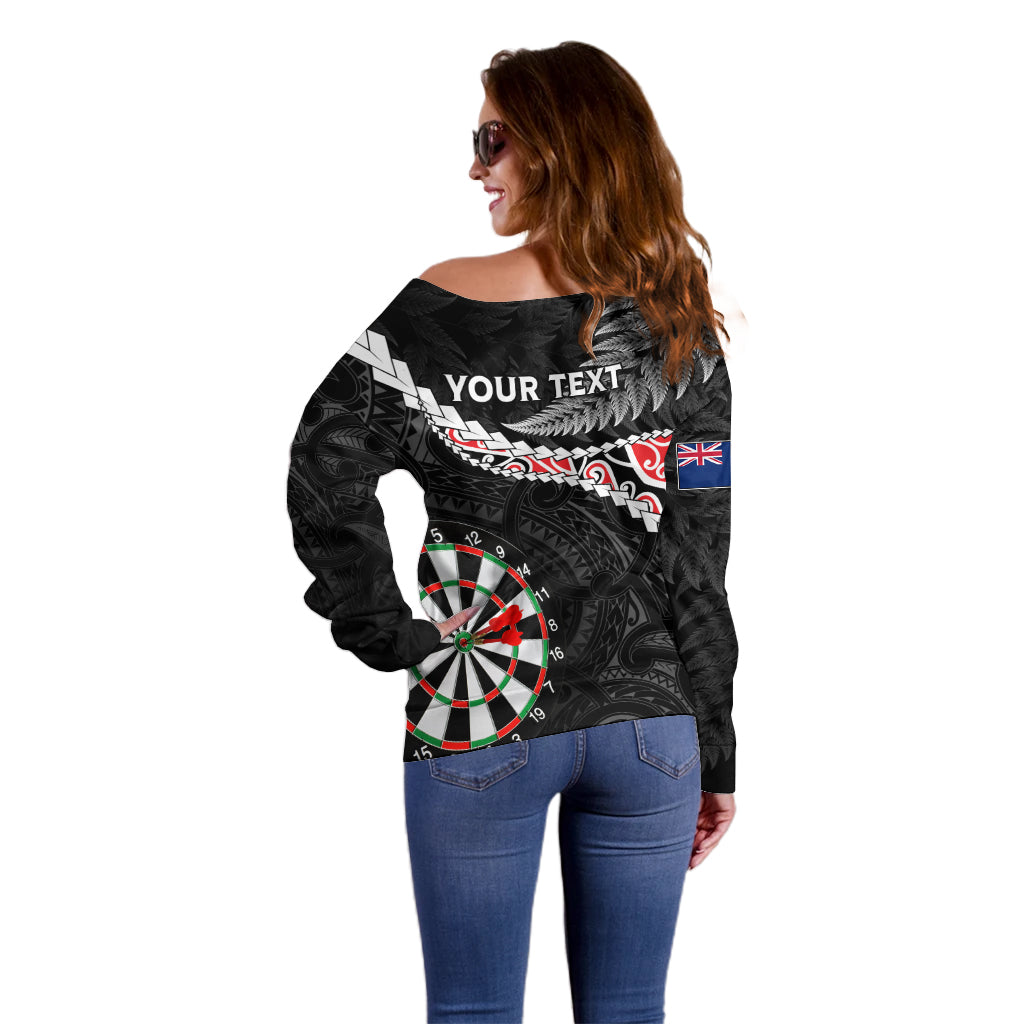 Personalised New Zealand Darts Off Shoulder Sweater Maori Manaia LT7 - Polynesian Pride