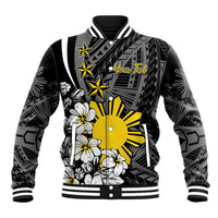 Philippines Sampaguita Personalised Baseball Jacket Women's Day LT7 Unisex Black - Polynesian Pride