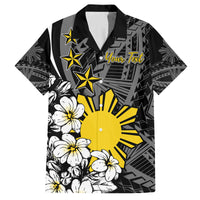Philippines Sampaguita Personalised Family Matching Long Sleeve Bodycon Dress and Hawaiian Shirt Women's Day LT7 Dad's Shirt - Short Sleeve Black - Polynesian Pride