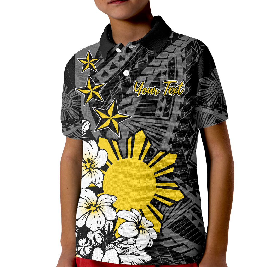 Philippines Sampaguita Personalised Kid Polo Shirt Women's Day LT7 Kid Black - Polynesian Pride