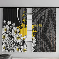 Philippines Sampaguita Personalised Window Curtain Women's Day LT7 With Hooks Black - Polynesian Pride