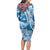 Hafa Adai Guam Family Matching Long Sleeve Bodycon Dress and Hawaiian Shirt Crystal Waves