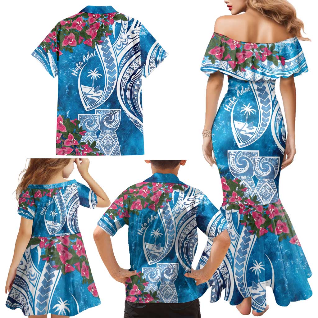 Hafa Adai Guam Family Matching Mermaid Dress and Hawaiian Shirt Crystal Waves