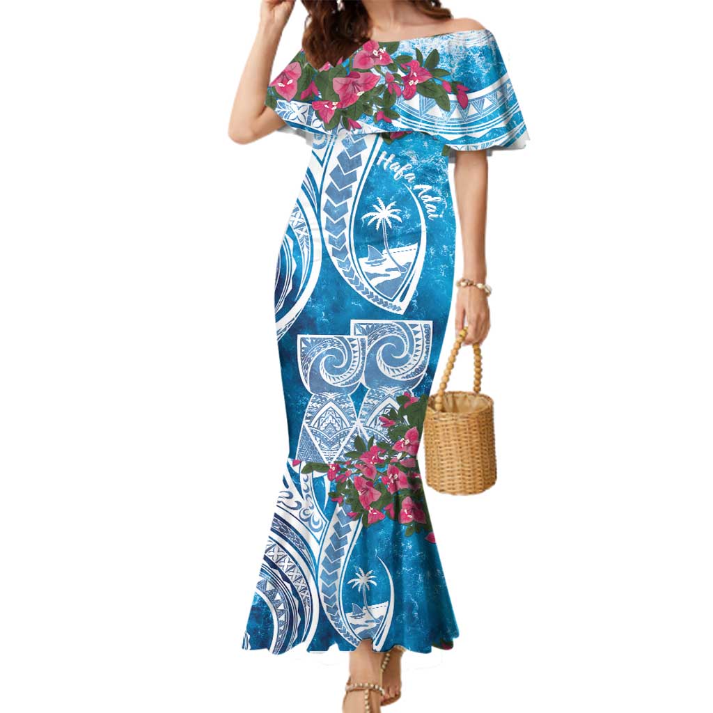 Hafa Adai Guam Family Matching Mermaid Dress and Hawaiian Shirt Crystal Waves