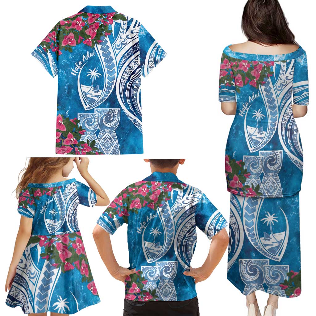 Hafa Adai Guam Family Matching Puletasi and Hawaiian Shirt Crystal Waves