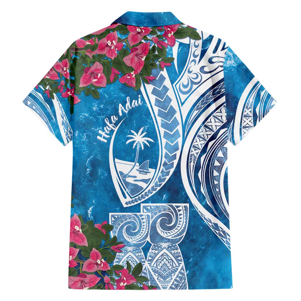 Hafa Adai Guam Family Matching Short Sleeve Bodycon Dress and Hawaiian Shirt Crystal Waves