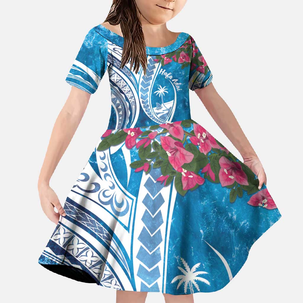Hafa Adai Guam Family Matching Summer Maxi Dress and Hawaiian Shirt Crystal Waves
