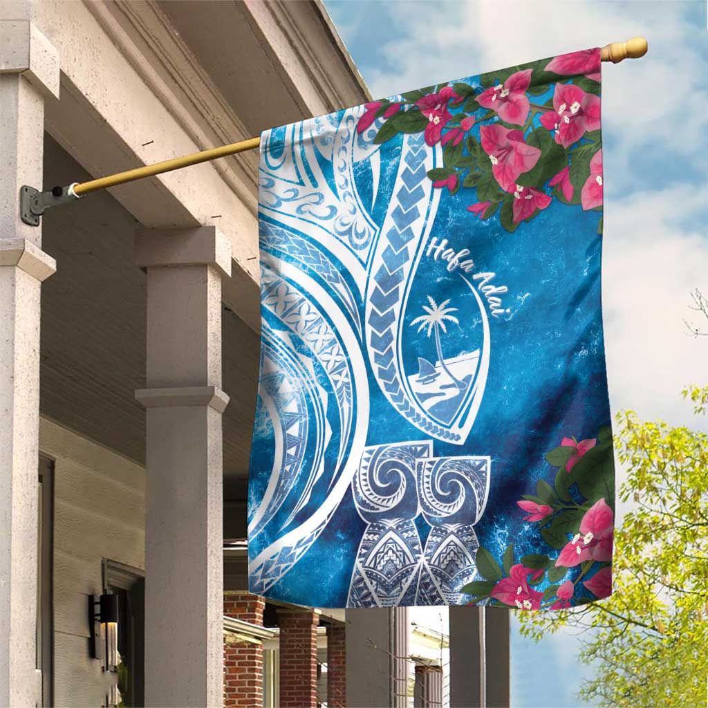 Hafa Adai Guam Garden Flag Crystal Waves LT7 House Flag Blue - Polynesian Pride