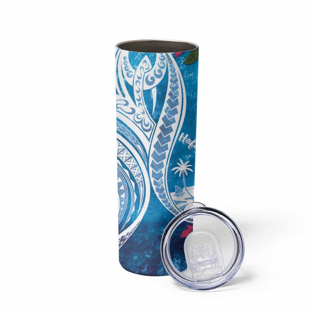 Hafa Adai Guam Skinny Tumbler Crystal Waves