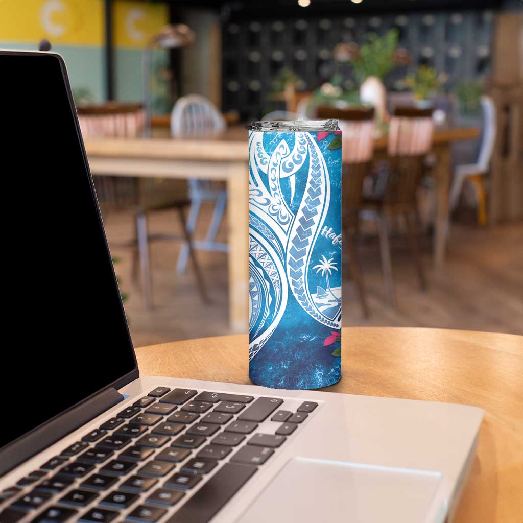 Hafa Adai Guam Skinny Tumbler Crystal Waves