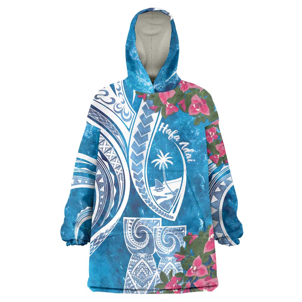 Hafa Adai Guam Wearable Blanket Hoodie Crystal Waves