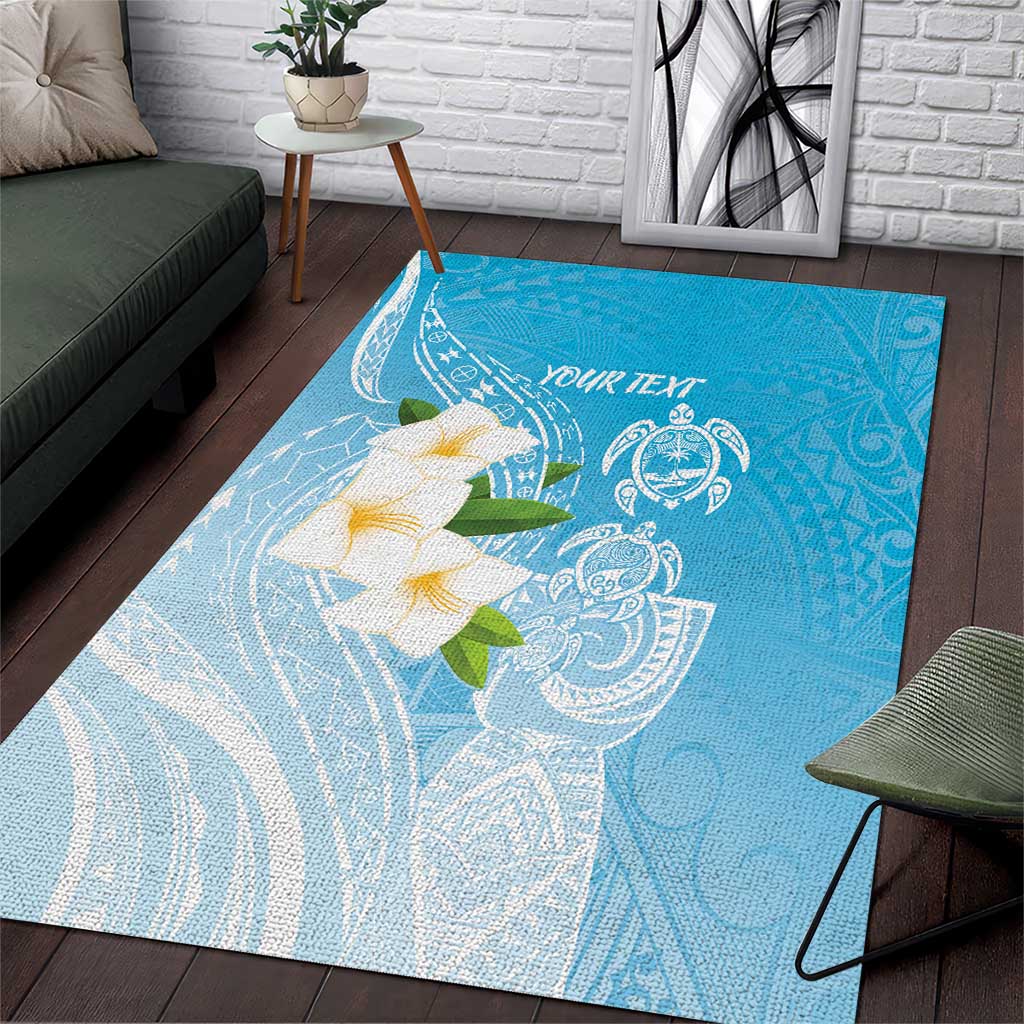 Personalized Guam Chamorro Area Rug Turtles and Guasali Flowers