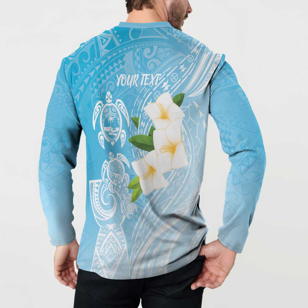 Personalized Guam Chamorro Button Sweatshirt Turtles and Guasali Flowers