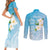 Personalized Guam Chamorro Couples Matching Short Sleeve Bodycon Dress and Long Sleeve Button Shirt Turtles and Guasali Flowers