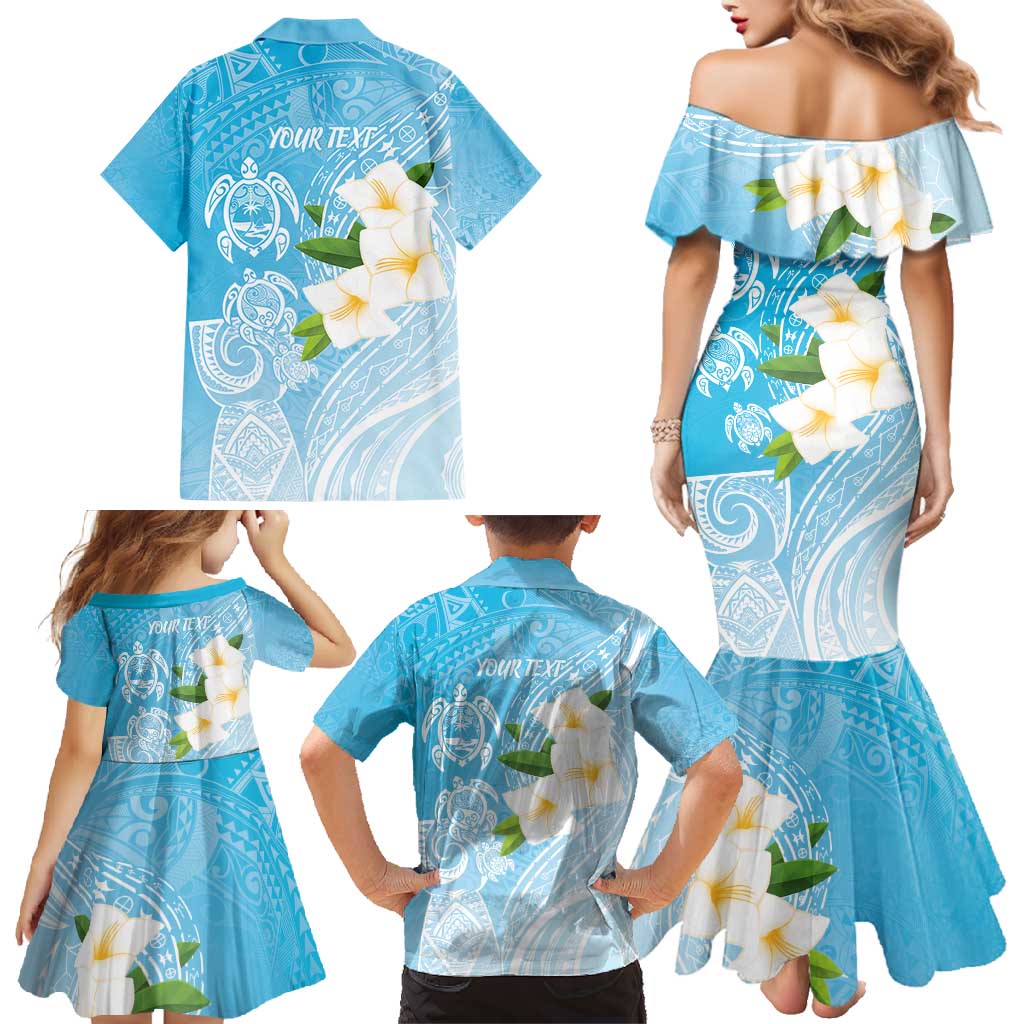Personalized Guam Chamorro Family Matching Mermaid Dress and Hawaiian Shirt Turtles and Guasali Flowers