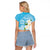 Personalized Guam Chamorro Raglan Cropped T Shirt Turtles and Guasali Flowers