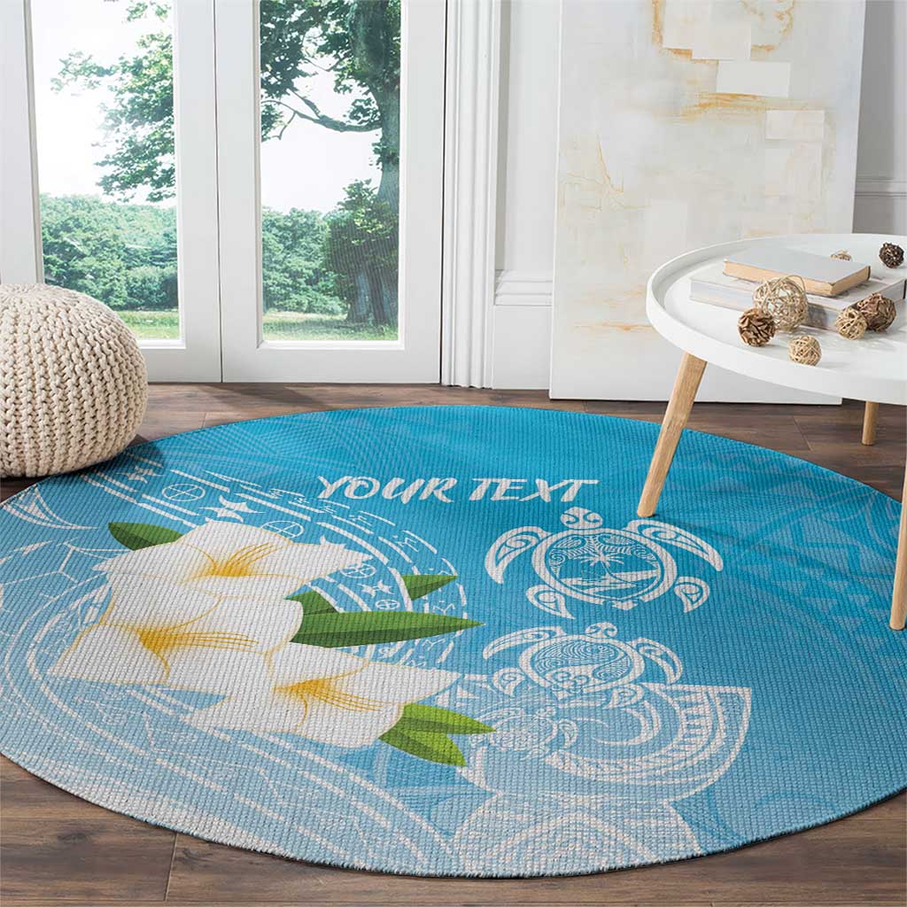 Personalized Guam Chamorro Round Carpet Turtles and Guasali Flowers