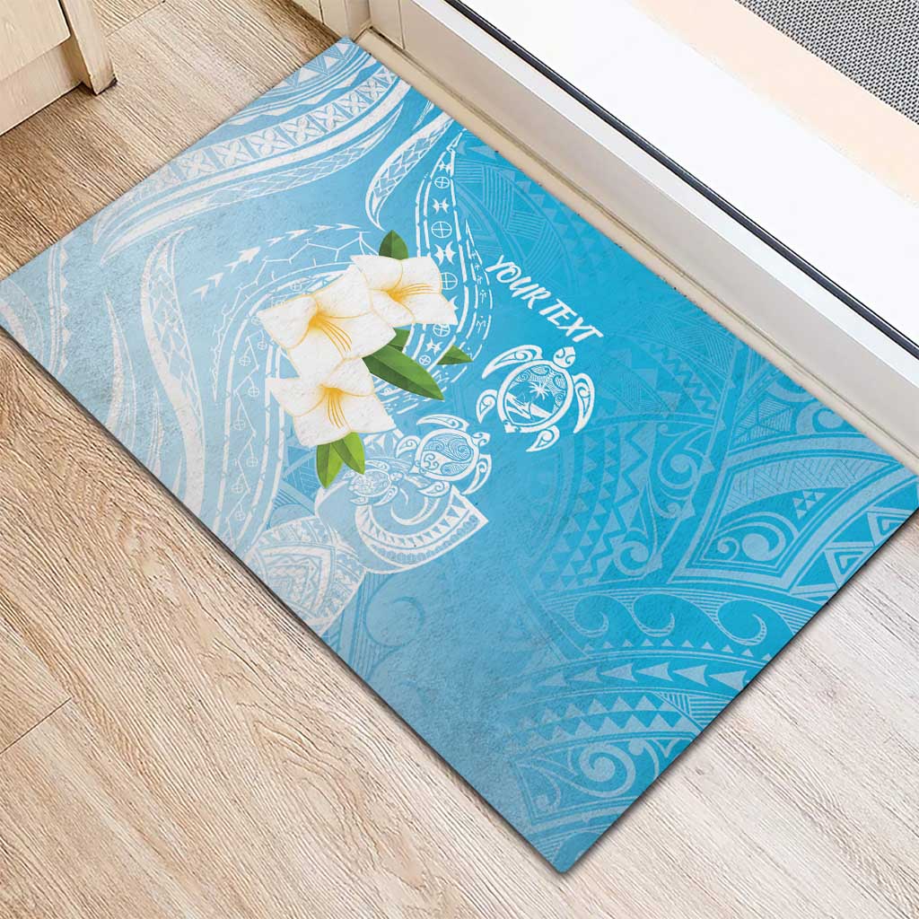 Personalized Guam Chamorro Rubber Doormat Turtles and Guasali Flowers