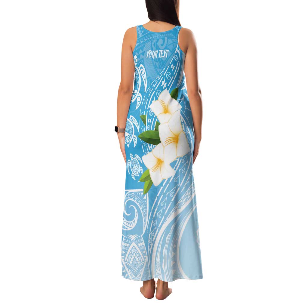 Personalized Guam Chamorro Tank Maxi Dress Turtles and Guasali Flowers