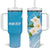 Personalized Guam Chamorro Tumbler With Handle Turtles and Guasali Flowers