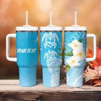 Personalized Guam Chamorro Tumbler With Handle Turtles and Guasali Flowers