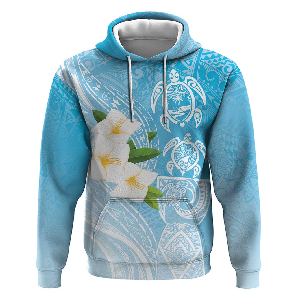 Personalized Guam Chamorro Zip Hoodie Turtles and Guasali Flowers