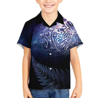 New Zealand Aotearoa Matariki Family Matching Short Sleeve Bodycon Dress and Hawaiian Shirt Starry Silver Fern