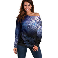 New Zealand Aotearoa Matariki Off Shoulder Sweater Starry Silver Fern