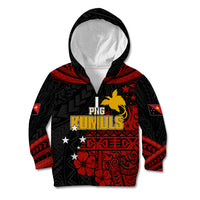 Personalised PNG Kumuls Rugby Kid Hoodie Motuan Mix Patterns LT7 - Polynesian Pride