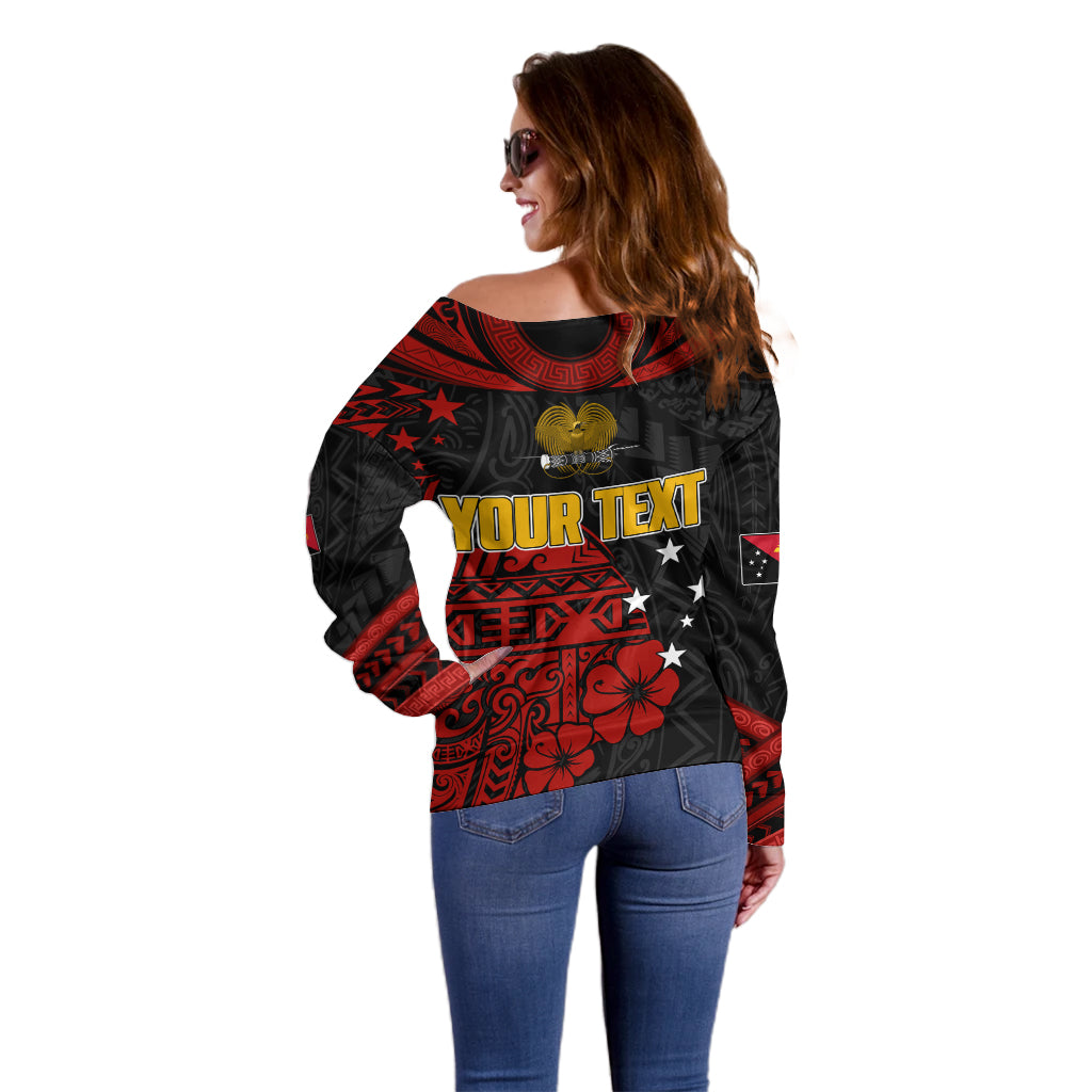 Personalised PNG Kumuls Rugby Off Shoulder Sweater Motuan Mix Patterns LT7 - Polynesian Pride