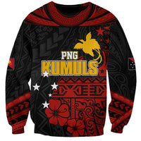 Personalised PNG Kumuls Rugby Sweatshirt Motuan Mix Patterns LT7 Unisex Black - Polynesian Pride