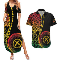 Proudly Ni-Van Sandroing Inspired Classic Style Couples Matching Summer Maxi Dress and Hawaiian Shirt LT7 Colorful - Polynesian Pride