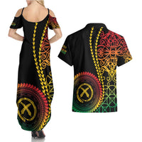 Proudly Ni-Van Sandroing Inspired Classic Style Couples Matching Summer Maxi Dress and Hawaiian Shirt LT7 - Polynesian Pride