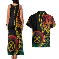 Proudly Ni-Van Sandroing Inspired Classic Style Couples Matching Tank Maxi Dress and Hawaiian Shirt LT7 - Polynesian Pride