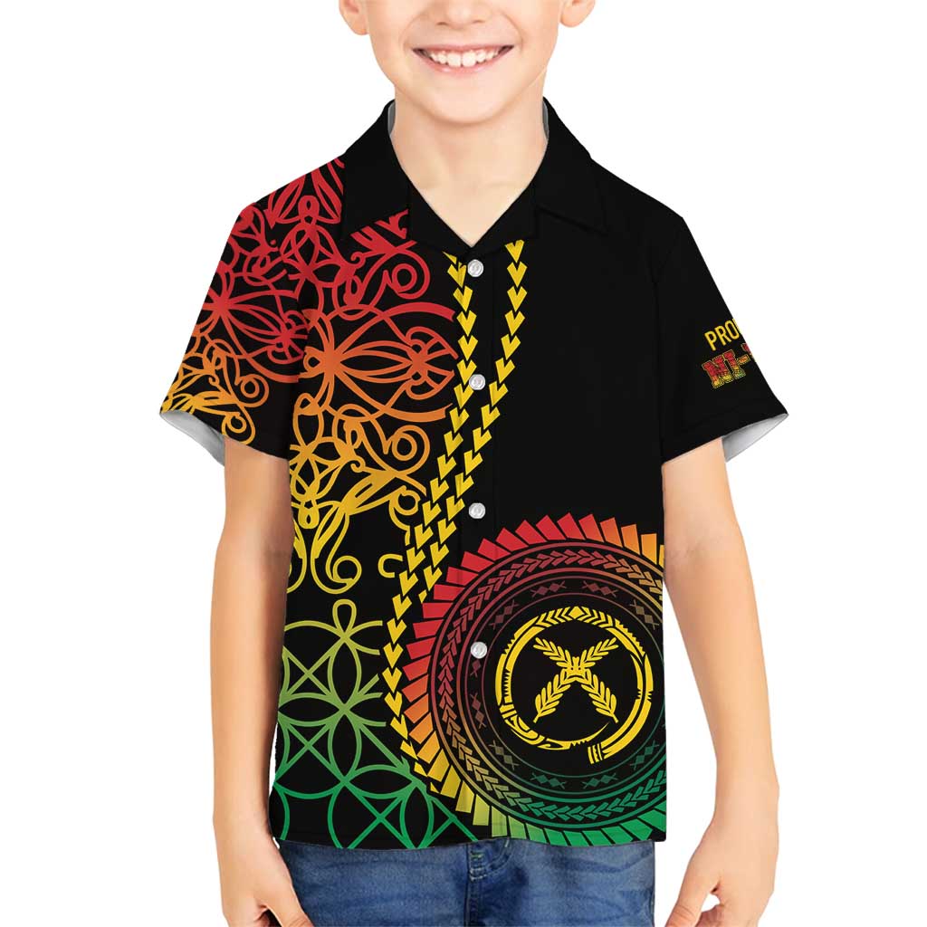 Proudly Ni-Van Sandroing Inspired Classic Style Family Matching Long Sleeve Bodycon Dress and Hawaiian Shirt LT7 Son's Shirt Colorful - Polynesian Pride