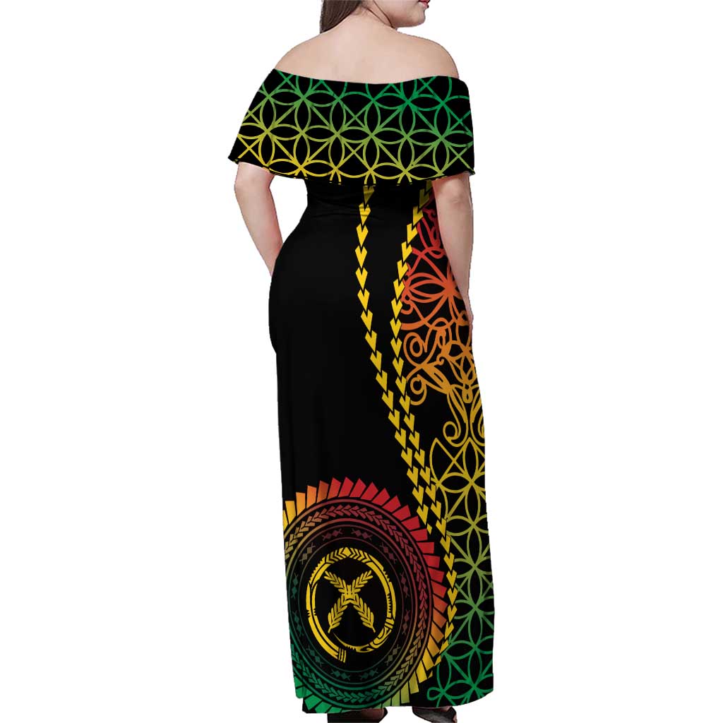 Proudly Ni-Van Sandroing Inspired Classic Style Family Matching Off Shoulder Maxi Dress and Hawaiian Shirt