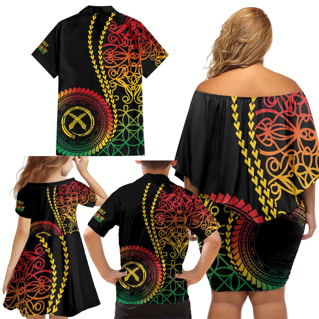 Proudly Ni-Van Sandroing Inspired Classic Style Family Matching Off Shoulder Short Dress and Hawaiian Shirt