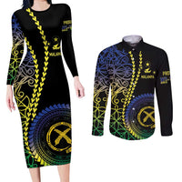 Proudly Ni-Van Sandroing Inspired Couples Matching Long Sleeve Bodycon Dress and Long Sleeve Button Shirt Malampa Classic Style