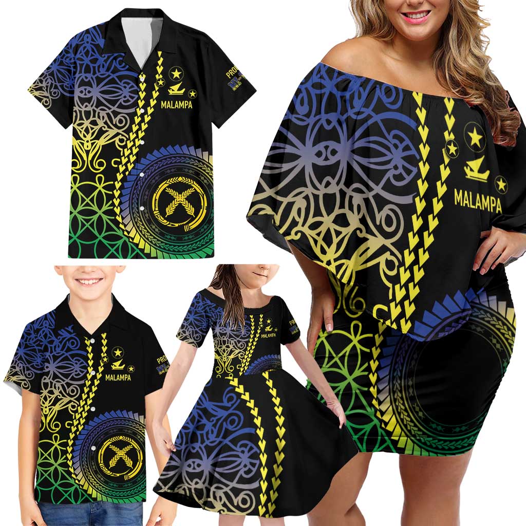 Proudly Ni-Van Sandroing Inspired Family Matching Off Shoulder Short Dress and Hawaiian Shirt Malampa Classic Style