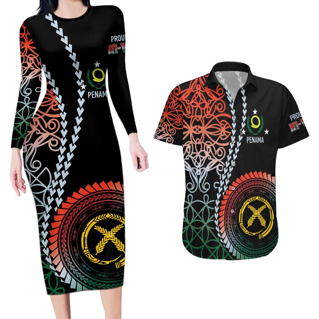 Proudly Ni-Van Sandroing Inspired Couples Matching Long Sleeve Bodycon Dress and Hawaiian Shirt Penama Classic Style