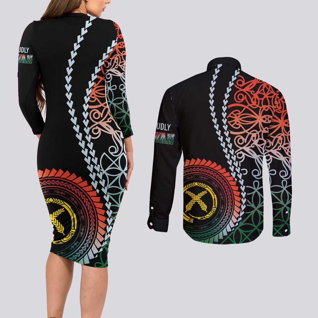Proudly Ni-Van Sandroing Inspired Couples Matching Long Sleeve Bodycon Dress and Long Sleeve Button Shirt Penama Classic Style