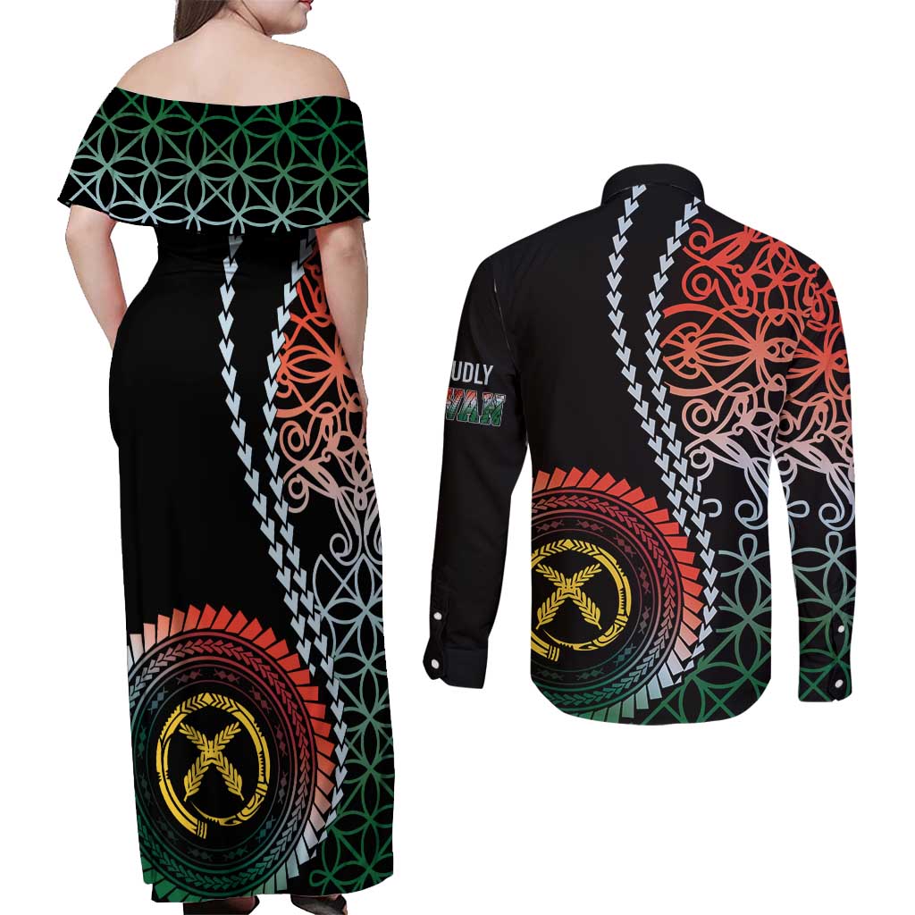 Proudly Ni-Van Sandroing Inspired Couples Matching Off Shoulder Maxi Dress and Long Sleeve Button Shirt Penama Classic Style