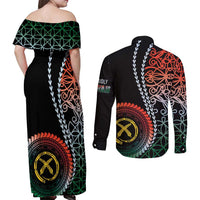 Proudly Ni-Van Sandroing Inspired Couples Matching Off Shoulder Maxi Dress and Long Sleeve Button Shirt Penama Classic Style