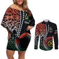 Proudly Ni-Van Sandroing Inspired Couples Matching Off Shoulder Short Dress and Long Sleeve Button Shirt Penama Classic Style