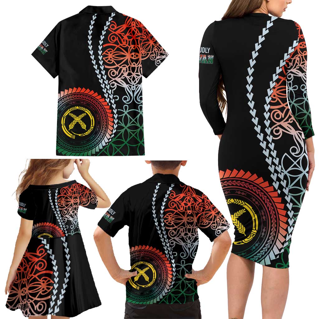 Proudly Ni-Van Sandroing Inspired Family Matching Long Sleeve Bodycon Dress and Hawaiian Shirt Penama Classic Style