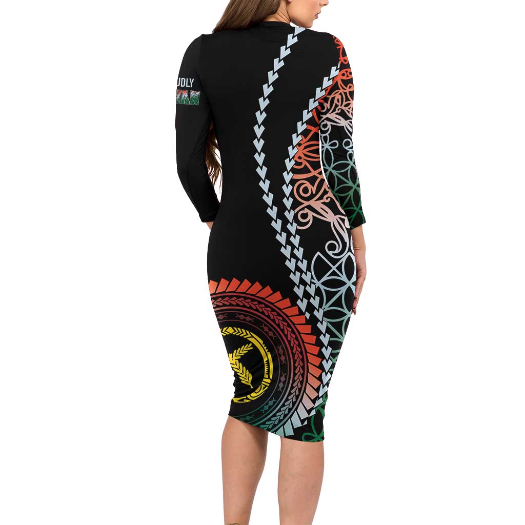 Proudly Ni-Van Sandroing Inspired Family Matching Long Sleeve Bodycon Dress and Hawaiian Shirt Penama Classic Style